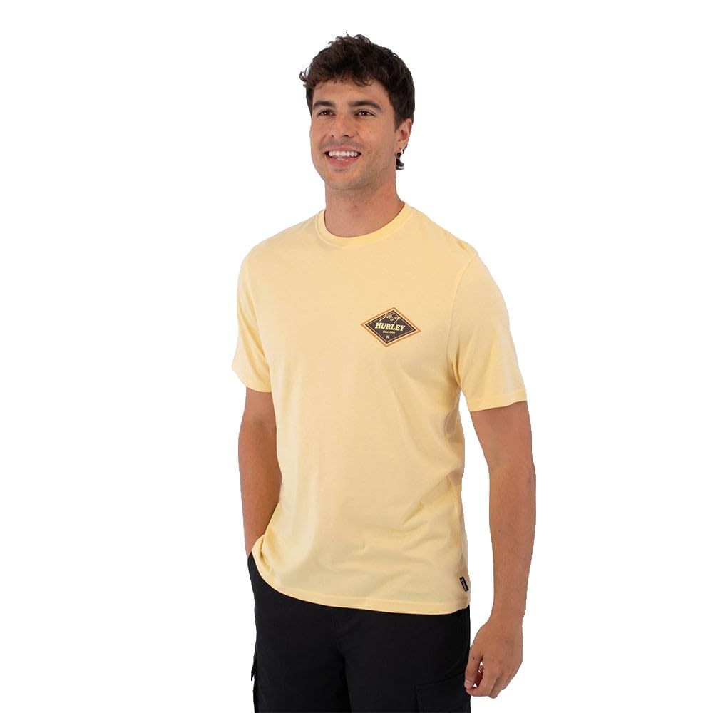 Hurley Mens Short Sleeve Printing Press Samp T-Shirt, Yellow, M EU