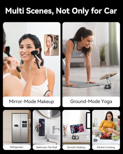 Image of DIMONCOAT 2026 Upgraded Metal Vacuum Magnetic Phone Holder for Car [109LB Suction+2800gf Magnetic], 360 Magsafe Car Mount Suction Cup Phone Mount, Foldable Car Phone Holder for iPhone 17 /16 Pro Max