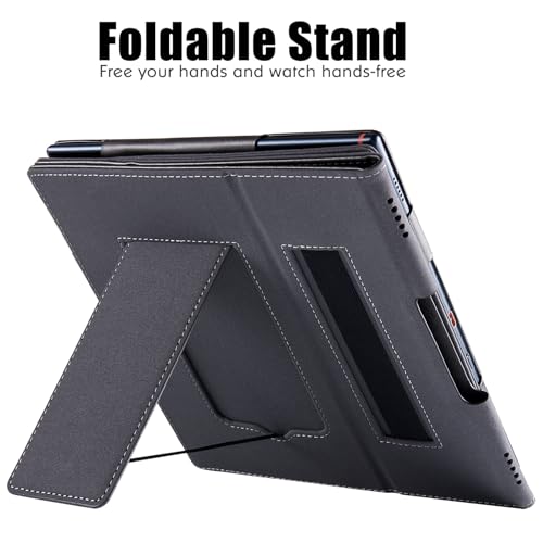 BOZHUORUI Stand Case for 10.3" All-New Boox Note Air4 C (2024)/Boox Note Air3 C/Boox Note Air3 B/W Tablet (2023) - PU Leather Sleeve Cover with Hand Strap/Auto Sleep/Wake (Rock Black)