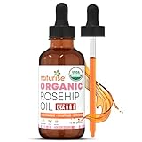 Naturise USDA Organic Rosehip Oil – 100% Pure Rosehip Oil for Face, Skin, Nails &. Hair Care – Vegan, Non-GMO, Cold Pressed & Unrefined Rose Hip Oils in Glass Bottle (1 fl oz)