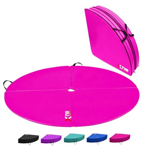 Xn8 Dance Pole Mat - 152cm Diameter 5cm Thick Shock-Absorbing Gymnastic Yoga and Fitness Crash Mat for Safe Dancing Exercise and Home Workouts (Pink)