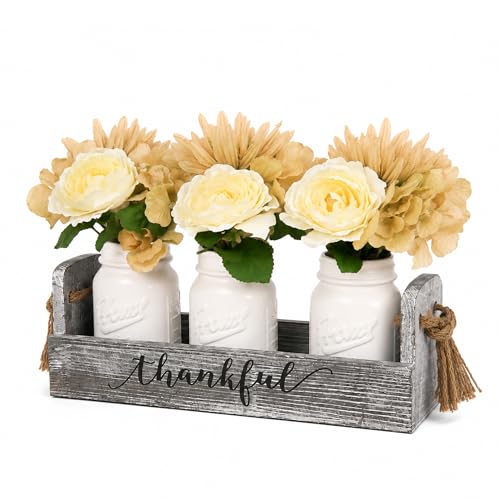 Besuerte Farmhouse Mason Jar Centerpieces - White Jars for Dining