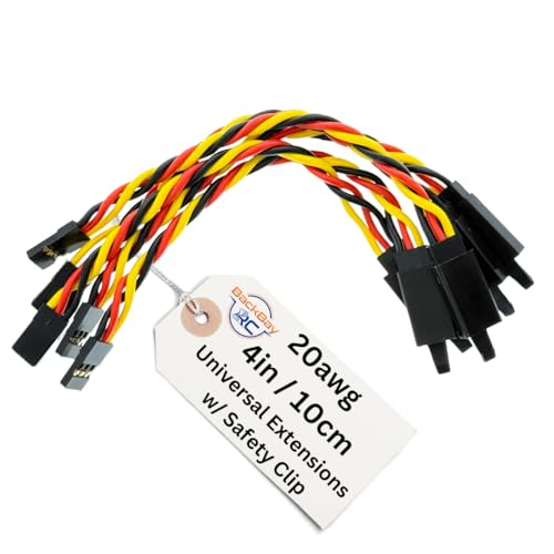 BackBayRC - 4in 20awg Male/Female w/Clip Universal Servo Extension - 5 Pack