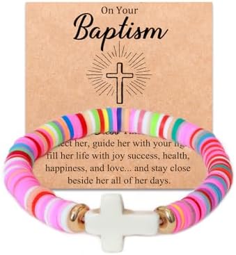 YSSHIN Cross Bracelets Baptism Decorations Gifts for Girl-Pink