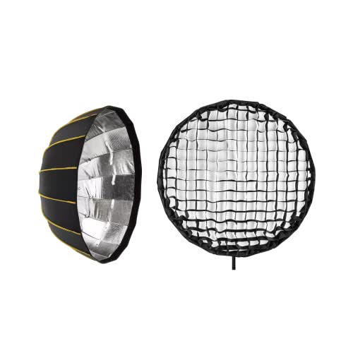 Image of DIGITEK (DBDS-105S) Parabolic Hexadecagon 105cm Beauty Dish Softbox with Honeycomb Grid, Aluminum Deflector, Translucent Diffuser, Bowens S Mount - Umrella Design, for Speedlite Studio Flash Lights