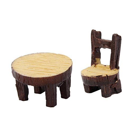 Vi.yo Adorno de Resina paisajística - Mesa + Silla Fairy Cottage Landscape Decor Ornamento del jardín, Resina, 3.5*2.1cm