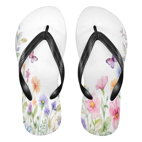 Nander Beautiful Flowers and Butterflies Sandal Flip Flops of Men's & Women's,Beach Slippers Flip Flops Shower Shoes