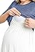 Hello MIZ Women's Empire Waist Babydoll Maternity Nursing Top (Denim Heather/Ivory, Medium)