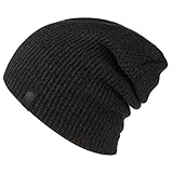 Loose Baggy Beanie for Men & Women - Warm, Soft, & Stretchy Ribbed Daily Beanie Hat for Winter Charc