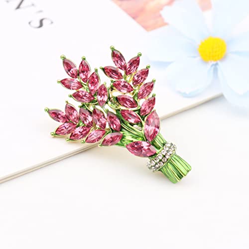 Image of Lavender flower brooch crystal rhinestone tulip brooch elegant accessories jewelry women brooches and pins fashion jewelry wedding flowers lapel pin