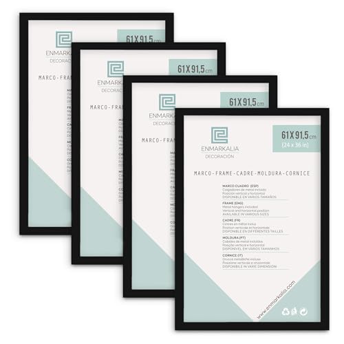 ENMARKALIA DECORACION Pack de Marcos 61x91,5 (Poster) (61 x 91,5 cm (poster) x 4 uds, Negro)