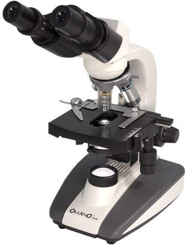 Omano Microscope for Students - 40x-1,000x - Compound Binocular Microscope - OM36B - Double-Layered Mechanical Stage - Professional Abbe 1.25 N. A Condenser - Halogen Illumination