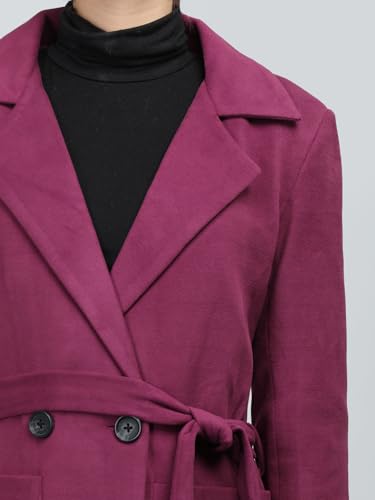 Image of CHKOKKO Women Classic Long Winter Coat Double Breasted | Knee Length Design with a Sophisticated Spread Collar and Convenient Front Pockets for All Occasions