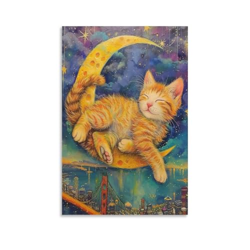 Toile chat mignon pour salon et décoration murale de chambre