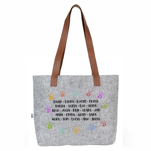 Wanapix | Bolso Gris Personalizado de Fieltro | Regalo para Profesoras | Bolso de Hombro Shopper | Personaliza con Textos | Asas Largas Reforzadas | Bolsa Ecológica | Regalo Ideal Fin de Curso | Manos Wanapix | Bolso Gris Personalizado de Fieltro | Regalo para Profesoras | Bolso de Hombro Shopper | Personaliza con Textos | Asas Largas Reforzadas | Bolsa Ecológica | Regalo Ideal Fin de Curso | Manos