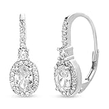 MIA SARINE Ohrringe aus rhodiniertem Sterlingsilber mit ovalen Zirkonia-Steinen für Damen