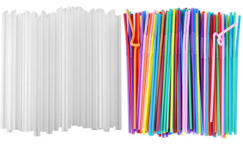 ALINK 100 Pitillos Transparentes y 100 Flexibles para Fiesta miniatura 1