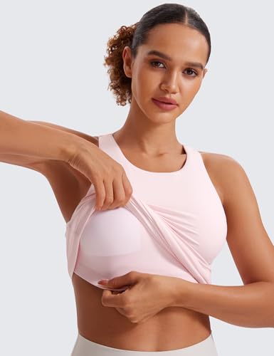 Image of CRZ YOGA Butterluxe High Crew Neck Tank Top | Light Support, Built in Bra, Removable Pads, Yoga, Extremely Soft, Racerback, for Women