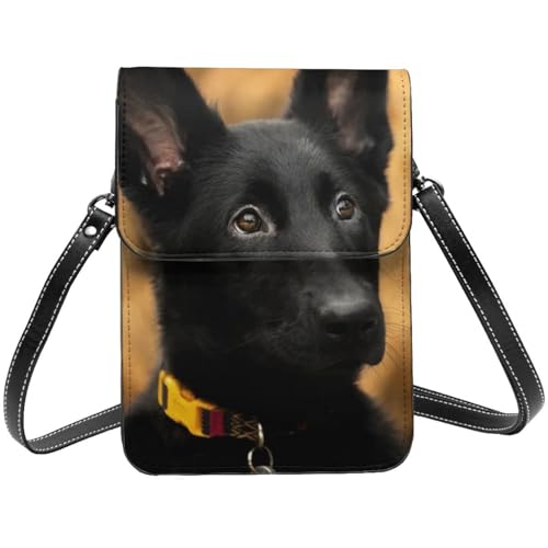 Sac à bandoulière pour téléphone portable imprimé Berger Allemand Noir pour femme