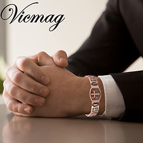 Vicmag Men Copper Bracelet Double Row 100% Solid Pure Copper Jewelry Gift With Adjustment Tool #TOP3