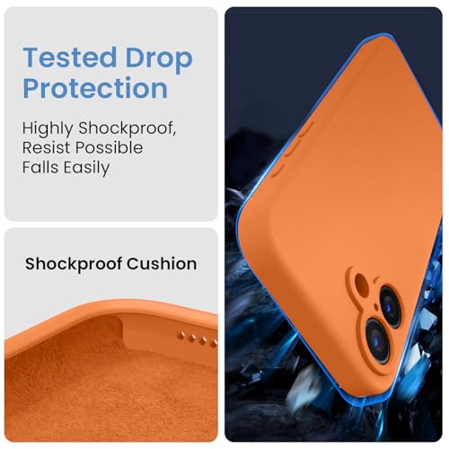 Image of FireNova Designed for iPhone 16 Case, Silicone Upgraded [Camera Protection] Phone Case, Soft Anti-Scratch Microfiber Lining Inside, 6.1 inch, Kumquat