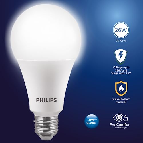 Philips 26-watt LED Bulb |AceBright High Wattage LED Bulb| Base: E27 Light Bulb for Home | Crystal White, Pack of 1