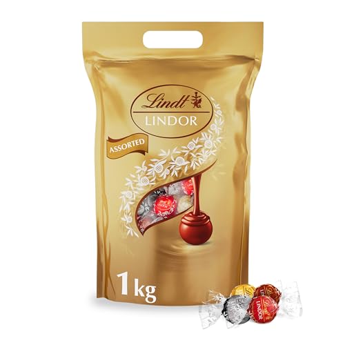 Lindt Lindor Assorted Chocolate Truffles 1kg Bag (Approx. 80 Balls) Smooth Filling Gift Birthday Congratulations Sharing Treat