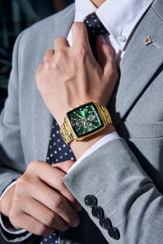Image of Giordano Multi Function Watch for Men with Square Dial, Stainless Steel Strap and Date Display