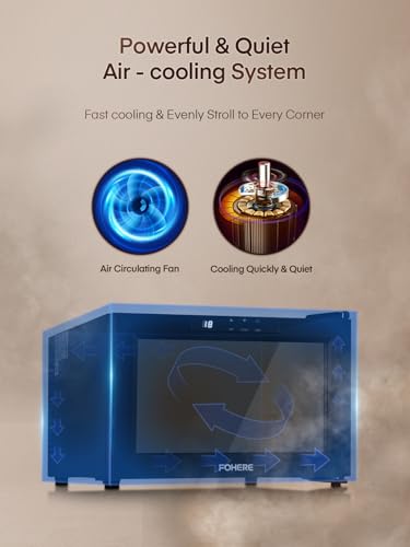 FOHERE Frigorífico para vino de 8 botellas, frigorífico de mesa con puerta de vidrio, 22 litros LED + pantalla digital, frigorífico para bebidas con puerta de vidrio, 8-18 °C, zona única - imagen 6