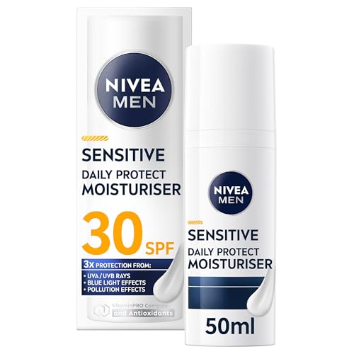 Crema facial NIVEA MEN Sensitive para hombres con piel sensible y protección solar diaria SPF 30