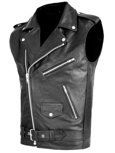 Fashion Mens Faux Leather PU Biker Punk Vest Zippers Slim Fit Male Sleeveless Waistcoat For Men