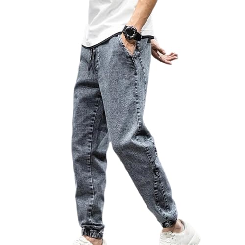 Men's Spring Fall Blue Cargo Jeans – Baggy Denim Jogger Pants, Streetwear Casual Trousers