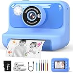Hangrui Kids Camera Instant Print, 2.4'' Instant Camera for Kids, 1080P Children Cameras with 32GB Card & 3 Rolls Photo Paper, Christmas Birthday Gifts Toys for Girls & Boys Aged 3-12 -Blue