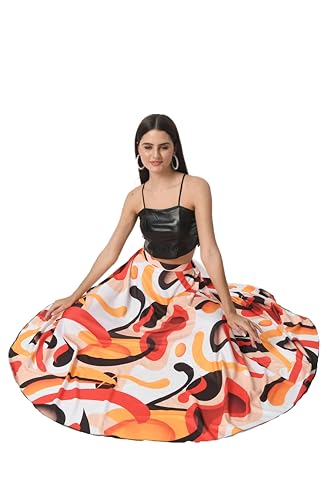 Image of VAGISHA Printed Casual Long Western Skirts for Women's & Girls |Stretchy Flared Maxi Skirt|Elastic Waist Skirts|Western Ethnic Skirts