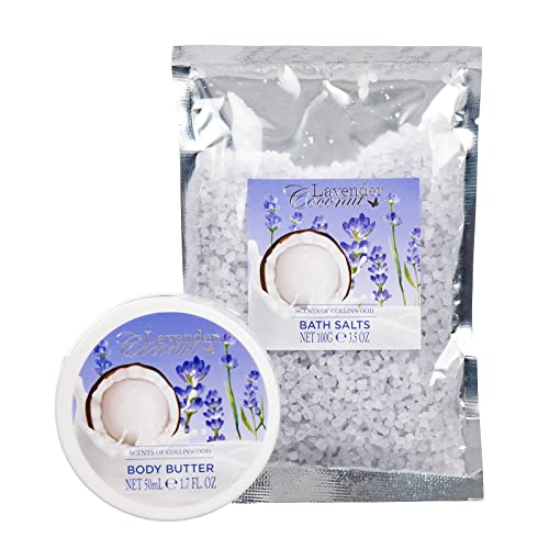 Scents of Collinwood, 4 Piece Women’s Wonderful Lavender Coconut Scent Bath Box Set, Includes Body Scrub, Body Butter - Image 4