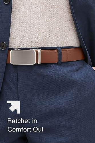 Leather Ratchet Belt for men 1 3/8" for Dress Pants, Micro Adjustable Belt2
