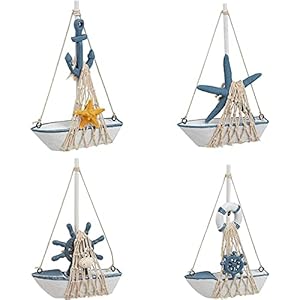 Juvale Set of 4 Mini Wooden Sailboat Models for Beach Nautical Home Decor, Miniature Boat Decorations Juvale Set of 4 Mini Wooden Sailboat Models for Beach Nautical Home Decor Miniature Boat Decorations