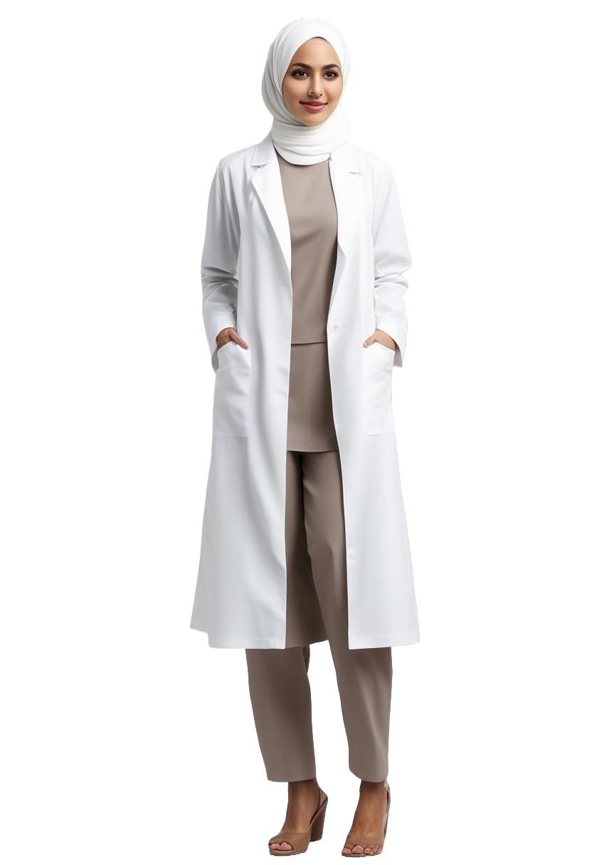 DreamTec Ultra Soft UniSex Doctor Coat Men & Women Professional Surgical Gown Lab Coat, Buttoned Cuffs, Breathable Wrinkle Proof Fabric, Anti Static & Anti Pilling, Washing Safe + Anti Shrink