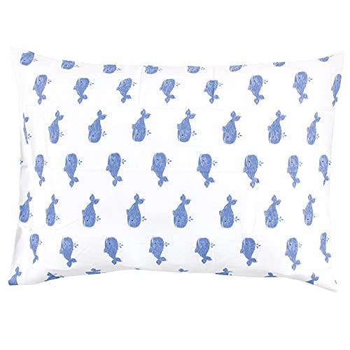 Image of Hudson Baby Unisex Baby and Toddler Cotton Toddler Pillow Case, Blue Whale, One Size (Pack of 2)