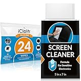 iCloth Large Lens and Screen Cleaner Pro-Grade Individually Wrapped Wet Wipes, 1 Wipe Cleans a LCD Monitor, Laptop, or Flat Screen HDTV, Box of 24