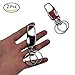 sweetfamily 2 pack Car Key Chains,Heavy Duty Key Chain with 2 Metal Key Rings for Men and Women (Black+Brown)