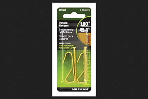 Image of Hillman Picture Hanger W /Nails 100 Lb Brass Plated Card