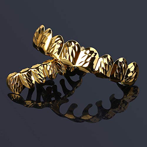 Grillz para dientes Hip Hop chapados en oro 18K set 8 piezas miniatura 6