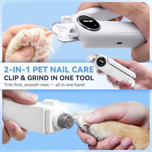 2-in-1 Quiet Electric Pet Nail Clipper & Grinder with Light for Dogs Cats - Image 2