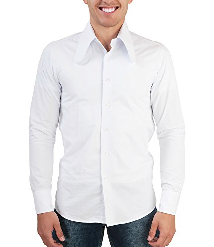 Chemise années 70 homme blanche vintage col long manches longues