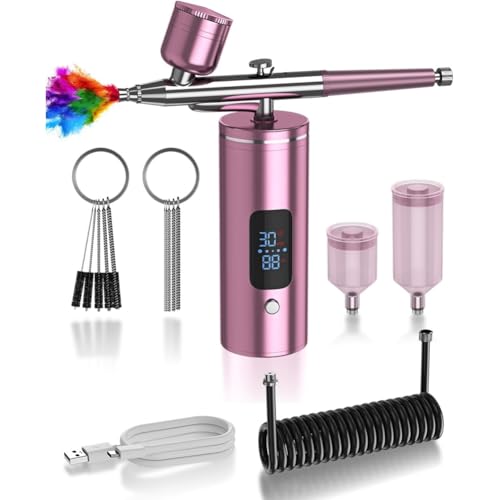 Ounfhtrttk Kit de Aerógrafo con Compresor de Aire, Aerógrafo Inalámbrico para Uñas, Modelos/Zapatos, Pasteles/Cabello, para Pintura B.