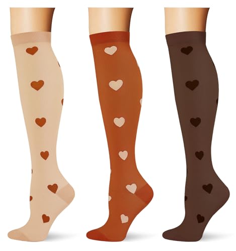 Image of (3 pairs) Compression Socks 20-30 mmHg Long Knee High Socks for Women Men Support Athletic Travel Daily Wear