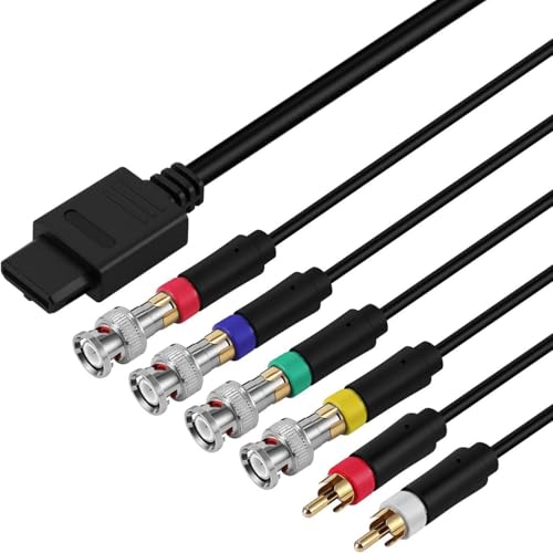 Image of Y.D.F N64 RGB /RGBS Composite Cable, High Flexibility Multifunctional Composite Cable Cord with 4 BNC Heads for N64 / NGC /SFC /SNES 6 Feet (Plug and Play)