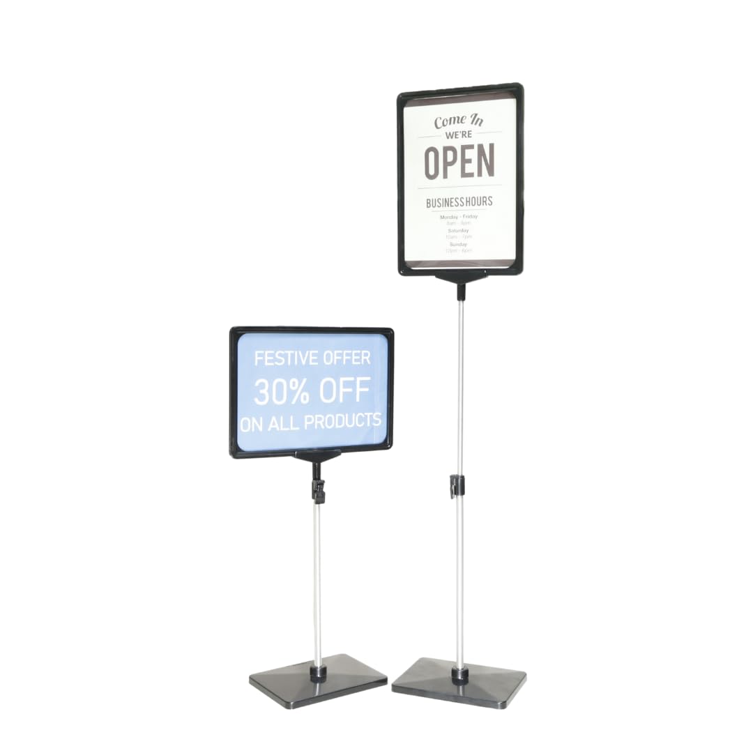 Infomate FRA Frame Pocket Adjustable A4 Display Stand with Floor Base – Vertical & Horizontal Paper Holder.