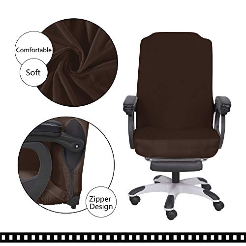 Image of SARAFLORA Office Chair Covers Stretch Washable Computer Chair Slipcovers for Universal Rotating Boss Chair Large Size, Brown ,Polyester